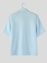 Men's High Street Yuppie Mesh Spliced 3D Flower Turn Down Collar Short Sleeve Shirt SKUL75671