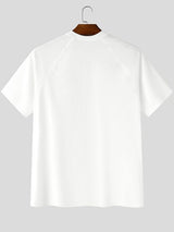 Men's American Vintage High-Street Waffle-Knit Short Sleeve Fitted T-shirt SKUL73645