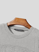 Men's Y2K High-Street Sheer Mesh Cropped Pointelle Knit T-shirt SKUL79540
