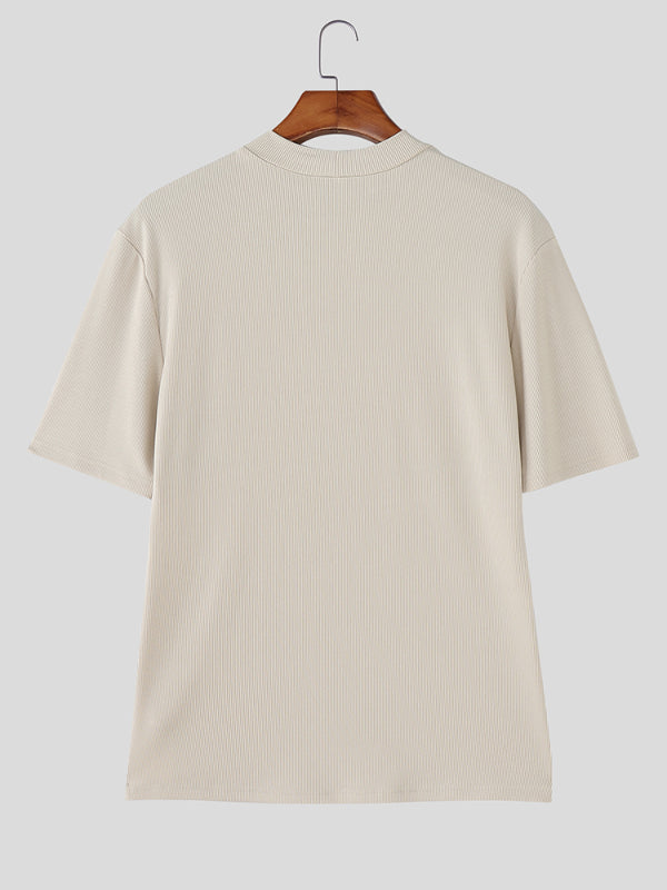 Mens Solid Color Casual Short Sleeve T-Shirt SKUL17000