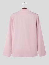 Mens Textured Stand Collar Long Sleeve Shirt SKUK99994