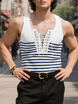 Men's Striped Color Block Casual Tank SKUL17991