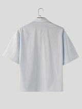 Men's Solid Color Textured Short Sleeve Shirt SKUL20269