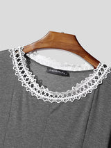 Men's Lace Trim Short Sleeve Bodysuit SKUL22202