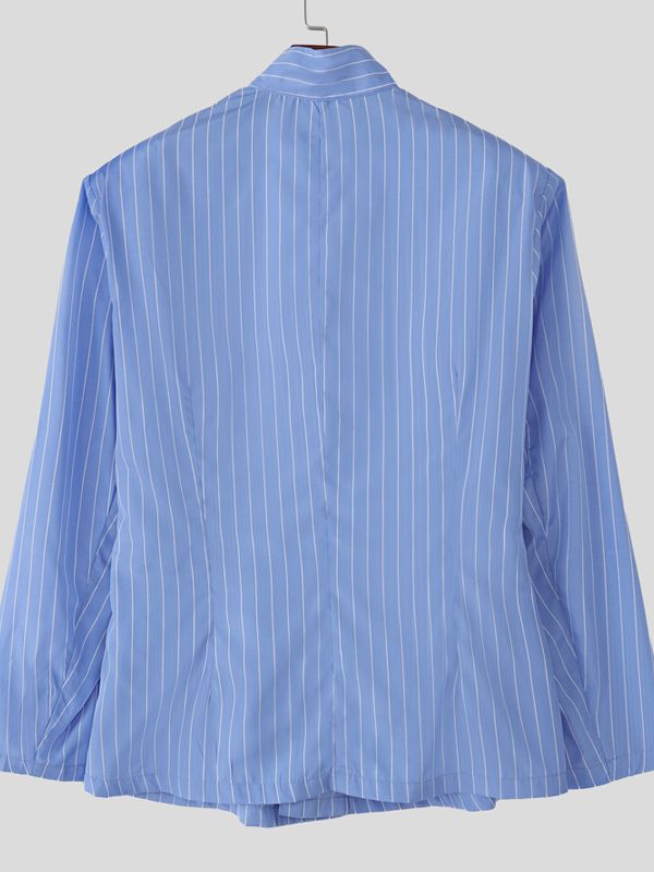 Men's Twist Multi Button Striped Long Sleeve Blazer SKUL33049