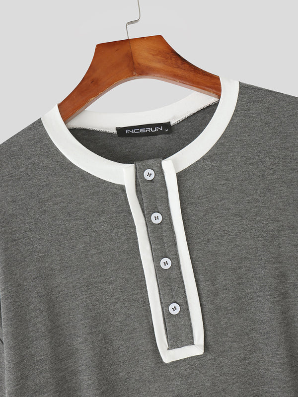 Mens Contrast Color Casual Short Sleeve T-Shirt SKUL17890