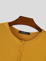 Men's Solid Texture Ribbed Long Sleeve T-Shirt SKUL29521