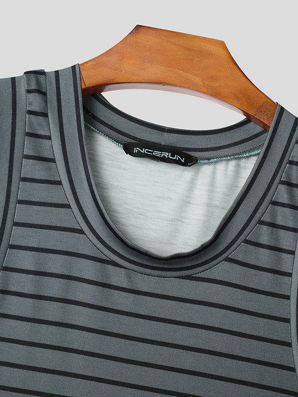 Mens Striped Colorblock Casual Tank SKUL03123
