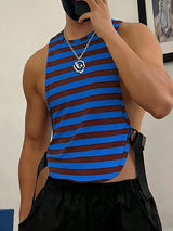 Men's Clubwear Striped Side Buckle Backless Cropped Tank SKUL63073