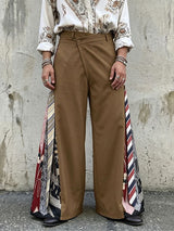 Men's Vintage Bohemian Asymmetrical Waist Side Patchwork Wide Leg Pant SKUL65081