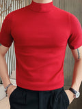 Solid Short Sleeve Half Collar T-shirt SKUJ90758