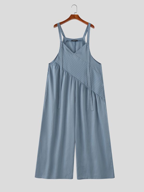 Men's Striped Wide Leg Casual Jumpsuit SKUL59514