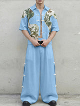 Men's Floral Print Color Block Two Pieces Outfit SKUL62040