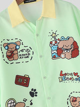 Men's Fun Print Contrast Collar Short Sleeve Shirt SKUL45998