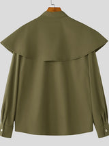 Men's Cape Patchwork Faux Two Piece Long Sleeve Shirt SKUL43543