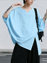 Men's Solid Color Split 3/4 Length Sleeve T-Shirt SKUL39756