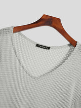 Mens Solid Long Sleeve V-neck T-shirt SKUJ90760