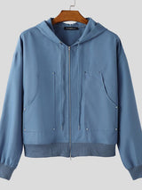 Men's Deconstructed Cropped Zip Long Sleeve Hoodie SKUL40098