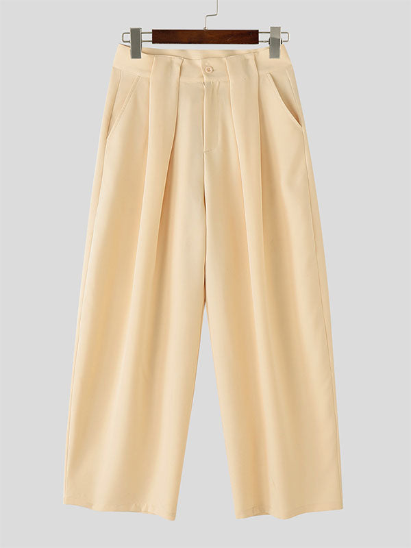 Mens Solid Color Wide Leg Casual Pant SKUL12492