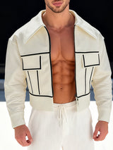 Men's Contrast Line Long Sleeve Jacket SKUL48869