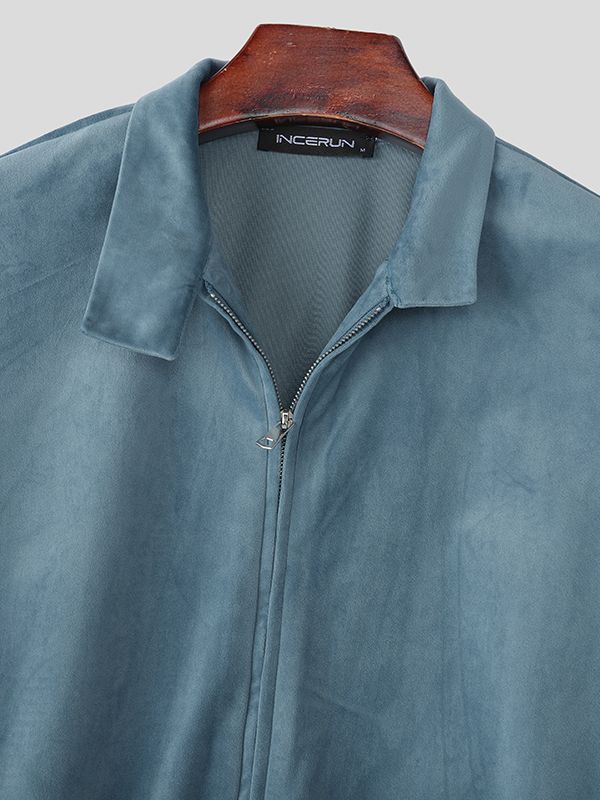 Men's Solid Velvet Long Sleeve Jacket SKUL34129