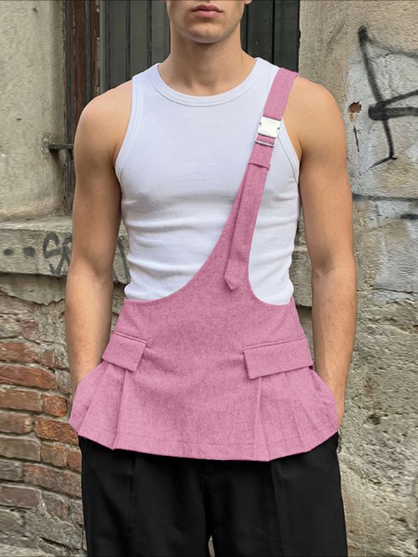 Men's Avant-Garde Asymmetrical Single Strap Peplum Waist Skirt SKUL60658