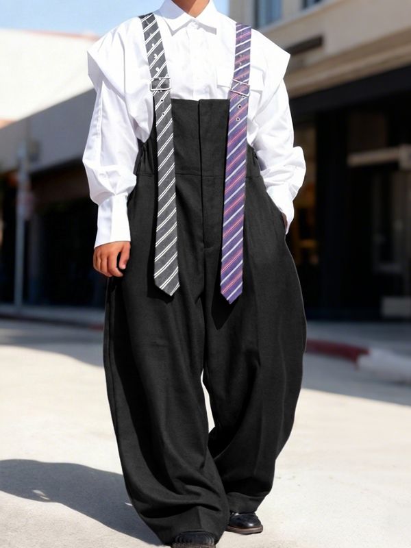 Men's Striped Tie Patchwork Jumpsuit SKUL50133