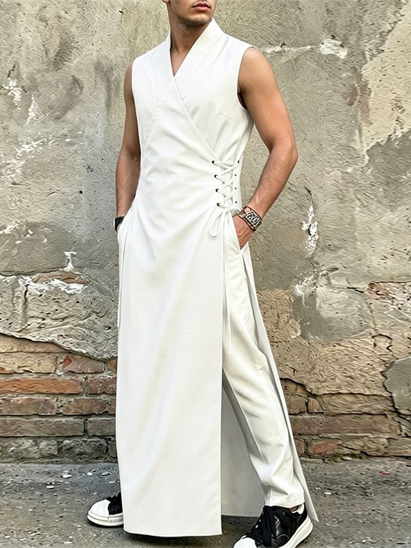 Men's Avant-Garde Sleeveless Long Wrap Tank SKUL68350