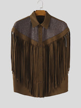 Men's Tassel Patchwork Short Sleeve Shirt SKUL25741