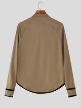 Men's Contrast Trim Asymmetric Hem Long Sleeve Jacket SKUL25971