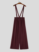 Men's Zen Minimalist Art Exhibition Asymmetric Wrap Overlay High-Waist Wide-Leg Pant SKUL85945