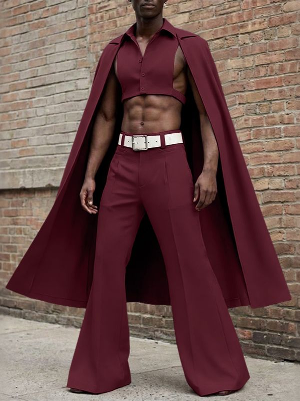 Men's Cape Patchwork Design Two Pieces Outfit SKUL53956