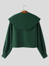 Men's Solid Color Sailor Collar Long Sleeve Shirt SKUL44998