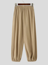 Mens Solid Color Textured Loose Casual Pant SKUL15502