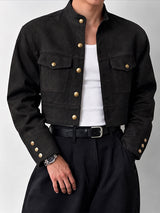 [Pre-order] Men's Neo-Chinese Chic Evening Gala Mandarin Collar Five-Button Cropped Jacket SKUL89239
