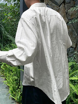 Men's Knit Versatile Vertical Stripe Long Sleeve Shirt SKUL32984