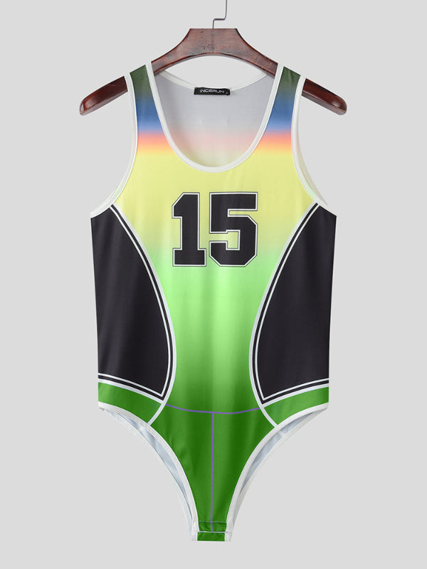 Men's Number Print Gradient Bodysuit SKUL21001