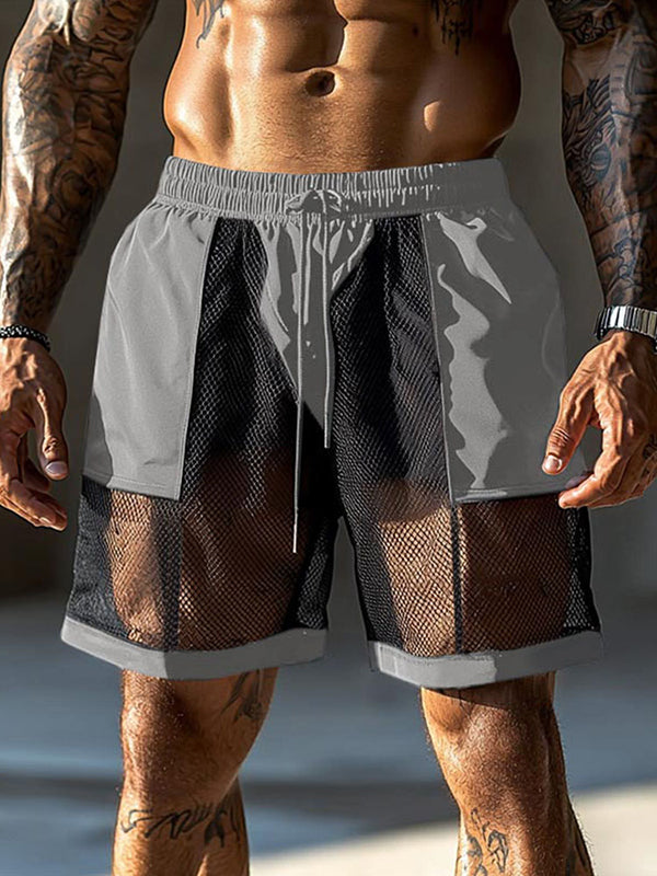 Mens Sheer Loose-Fit Hollow-Out Short SKUK99945