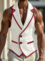 Men's Bold Stripe Piped Colorblock Casual Waistcoat SKUL21169