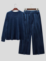 Men's Luxury Velour Oversized Crewneck Two Pieces Outfit SKUL79023