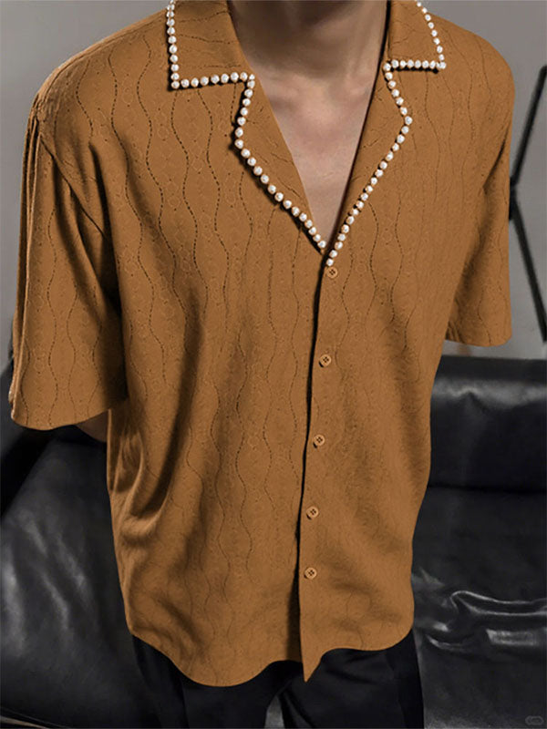 Mens Solid Color Casual Short Sleeve Shirt SKUL13968