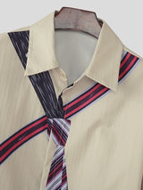 Men's Tie Print Long Sleeve Shirt SKUL32765