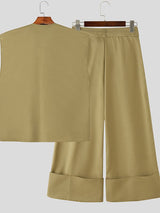 Men's Tie Textured Sleeveless Two Pieces Outfit SKUL34983