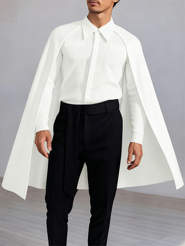 Men's Cape Patchwork Textured Long Sleeve Shirt SKUL28506