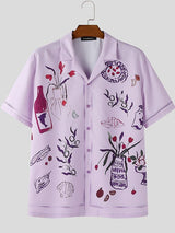 Men's Fun Floral Print Short Sleeve Shirt SKUL48634
