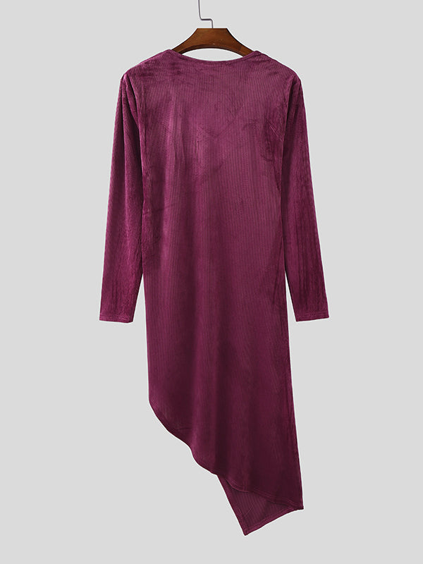 Mens Textured Deep V-Neck Long Sleeve T-Shirt SKUL24719