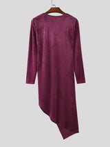 Mens Textured Deep V-Neck Long Sleeve T-Shirt SKUL24719