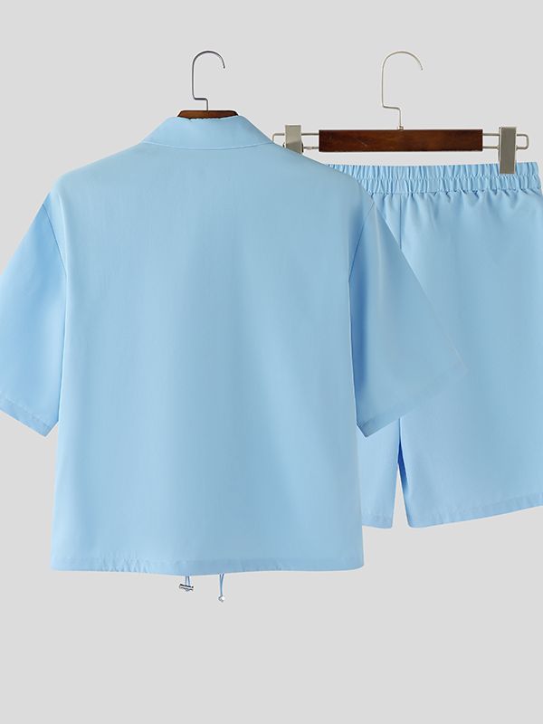 Men's Solid Color Pocket Casual Two Piece Outfit SKUL46213