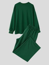 Men's Early Autumn Cozy Solid Color Loose Two Pieces Outfit SKUL80539
