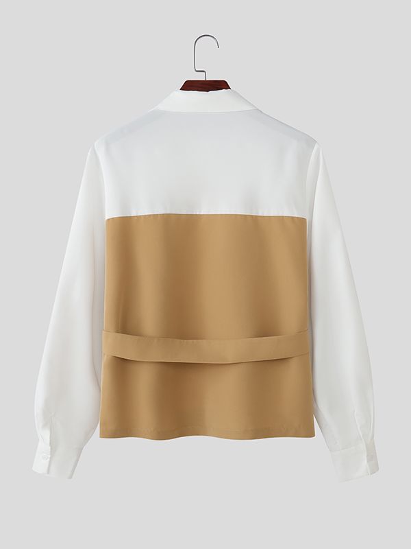 Men's Color Block Long Sleeve Shirt SKUL42551